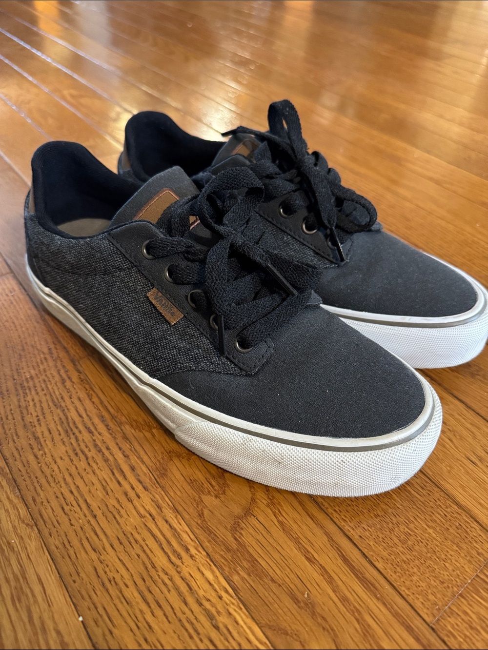 Vans Black Textured Canvas Low-Top Skate Sneakers